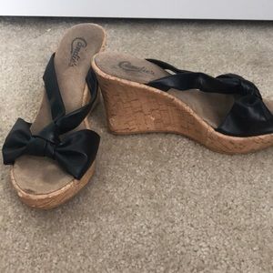 Black wedge sandals